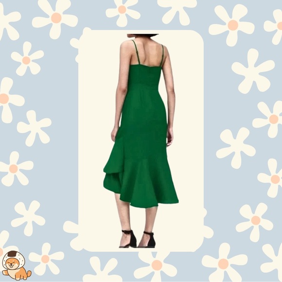 NWOT Banana Republic Strappy V-Neck Midi Dress in Kelly Green, Sz 4 - Picture 2 of 12